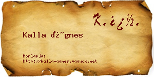 Kalla Ágnes névjegykártya